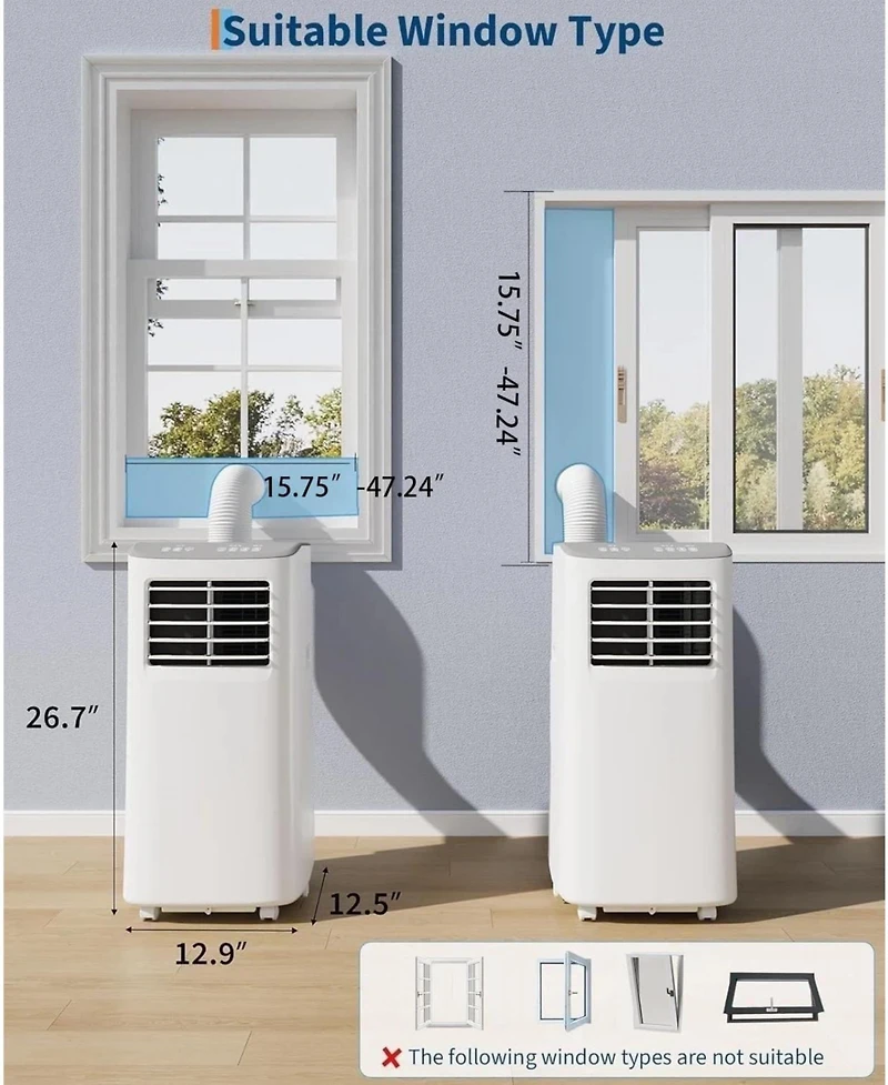 Xo 3-in-1 Portable Ac, 8,000 Btu Cooling, Dehumidifier and Fan for Rooms up to 350 Sq. Ft., Remote, Sleep Mode, 24H Timer