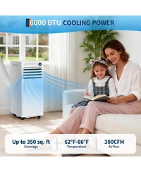 Xo 8,000 Btu Portable Ac, Cooling, Dehumidifier and Fan for Rooms up to 350 Sq. Ft., Remote, Led Display, 1-24H Timer