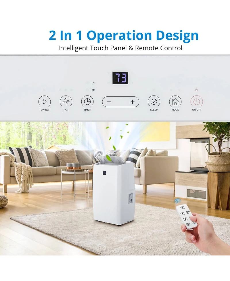 Xo 12,000 Btu Portable Ac, 3-in-1 Cooling, Fan and Dehumidifying, Remote Control, Timer, Window Kit, Wheels and Handles