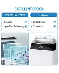 Xo 12,000 Btu Portable Air Conditioner with 3-in-1 Cooling, Fan and Dehumidifier, Led Display, Remote and Window Kit