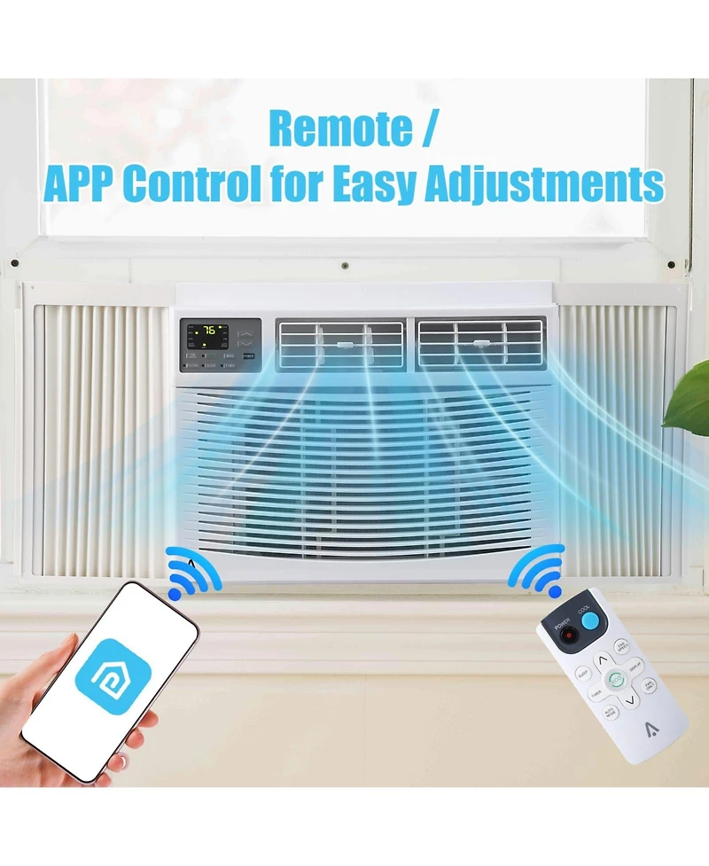 Xo 12000 Btu Window Ac, WiFi Air Conditioner, Cools 550 Sq. Ft, 3-in-1 Cooling, Remote Control, Easy Install