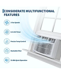 Xo 12000 Btu Window Ac Unit, Remote Control Air Conditioner, 3 Speeds, Quiet, Easy Install