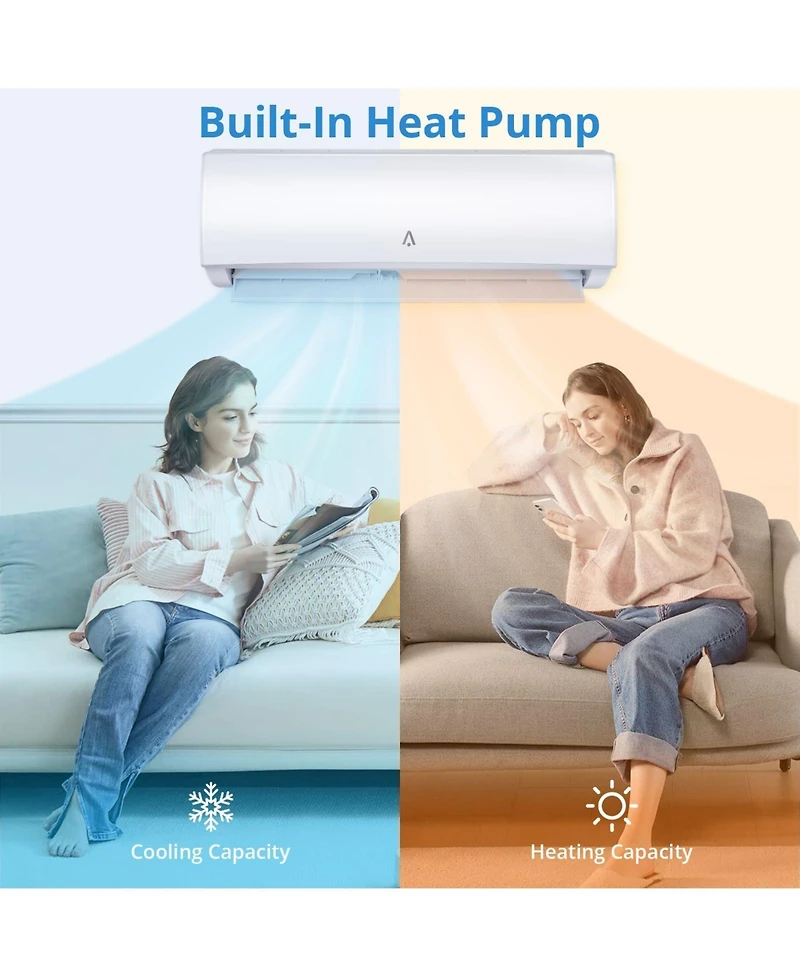Xo 24000 Btu Mini Split Ac and Heat Pump, 21 SEER2 Inverter, WiFi Control, Cools 1500 Sq. Ft, 208/230V Kit