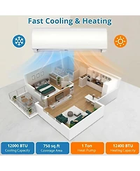 Xo 21 SEER2 12000 Btu Mini Split Ac and Heat Pump, Cools/Heats Up to 750 Sq.Ft, 230v