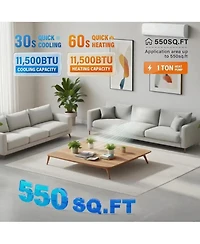 Xo 11500 Btu Mini Split Air Conditioner, 17 SEER2 Efficiency Cooling/Heating Up to 750 Sq.ft. with WiFi and Remote Control, 115V