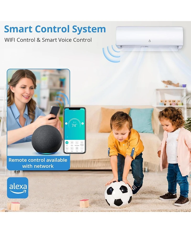 Xo 12000 Btu 21 SEER2 Wall-Mounted Mini Split Air Conditioner, with Heat Pump and Installation Kits, 115V