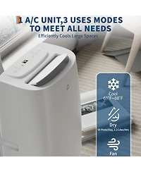 Xo 3-in-1 Quiet 14000 Btu Portable Air Conditioner with Cool/ Dry/ Fan Modes, Cools Up to 750 Sq.ft. for Home, Dorm, Apartment
