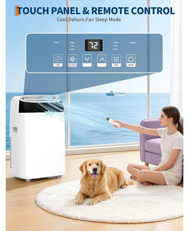 Xo 14000 Btu Plus Portable Air Conditioners with Fast Cool, Fan Speed, Dehumidifying, Auto Mode for Living Room, Dorm