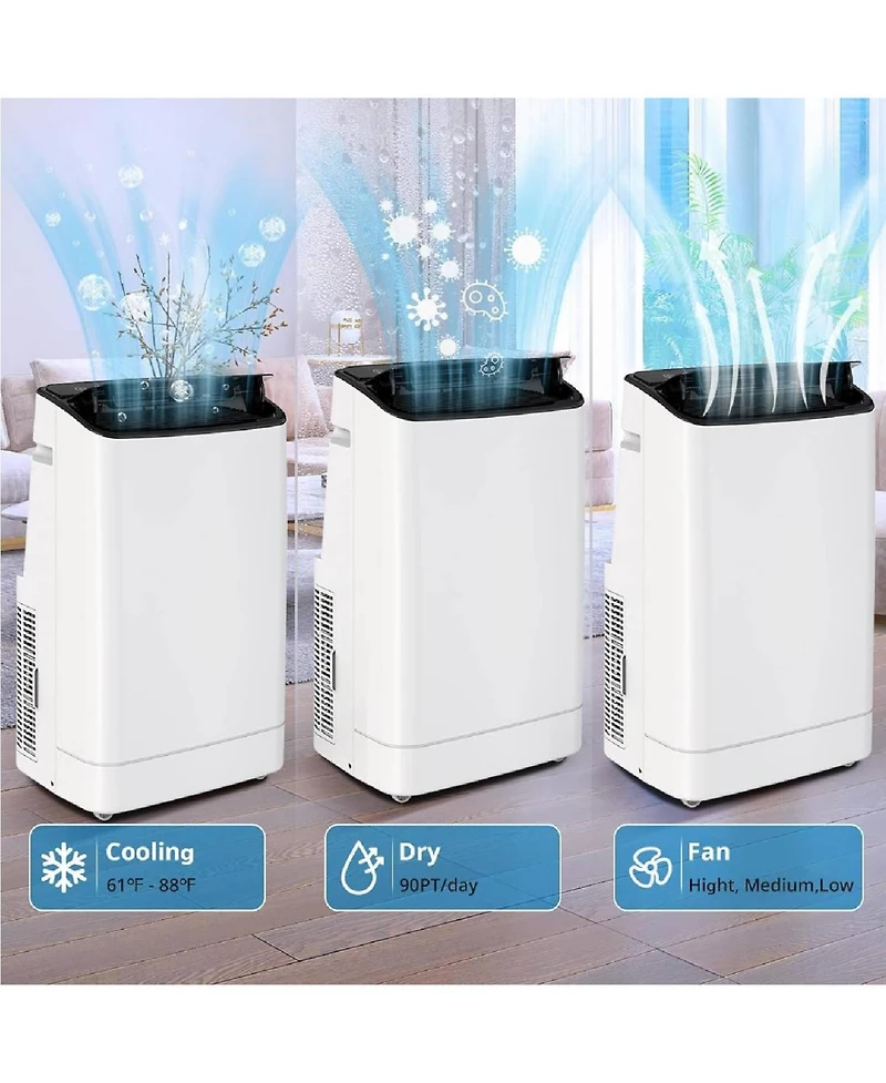 Xo 14000 Btu Free Standing Portable Air Conditioners with Remote Control with Fan and Dehumidifier, Cools Room up to 750 sq.ft.