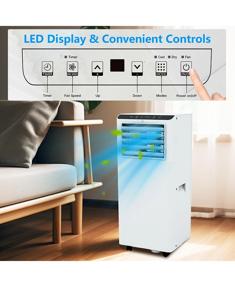 Xo 8000 Btu Portable Air Conditioner with Cool, Fan, Dehumidifier and Sleep Mode for Rooms Up to 350 Sq. Ft.