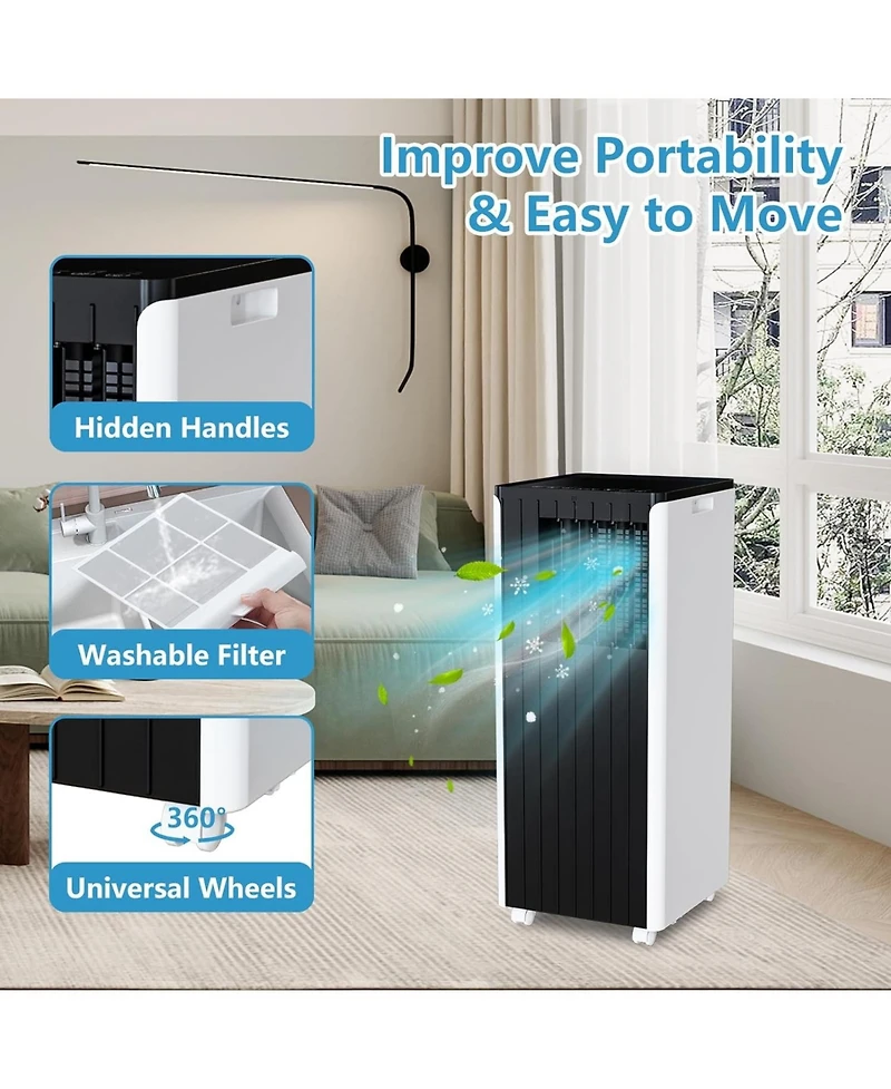 Xo 8000 Btu 3-in-1 Portable Air Conditioner, Quiet Ac with Fan and Built-in Dehumidifier, Cools Rooms Up to 350 Sq. Ft. for Home, Dorm, Office