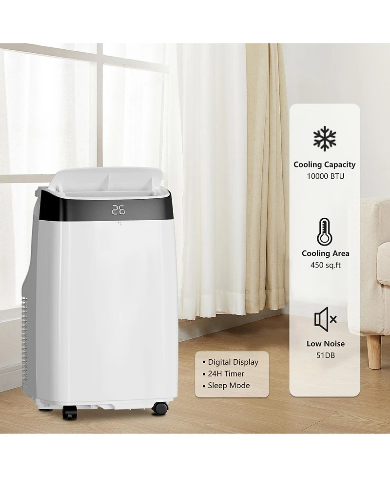 Xo 3-in-1 10000 Btu Portable Air Conditioner with Remote, 3 Speeds, Quiet Operation, Cools up to 450 Sq.Ft, Bedroom, Dorm, Office