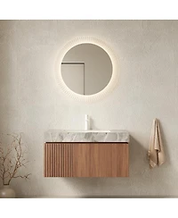 Sillysis Wall Mounted Bathroom Vanity, Luxury Sintered Stone Countertop, Undermount Ceramic Sink, Soft Close Storage Cabinet