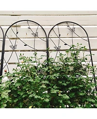 Clihome Metal Garden Trellis 86.7" x 19.7" Rustproof Trellis for Climbing Plants Outdoor Flower Support Butterfly Deco