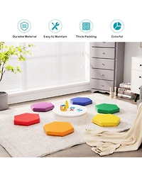 Gouun 6-Piece Hexagonal Kids Floor Cushion Set with Waterproof Cover and Handles