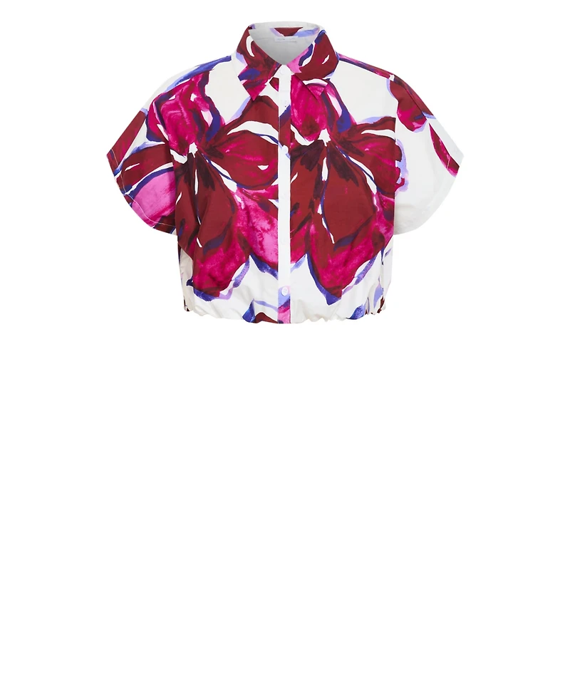 City Chic Women's Holiday Bloom Print Shirt