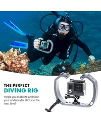 Movo Gb-U70 Underwater Diving Rig with Cold Shoe Mounts & Wrist Strap for GoPro and other Waterproof Action Cams