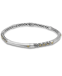 Devata Bamboo Slide-on Bangle Bracelet Sterling Silver and 18K Gold Accents