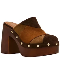 Madden Girl Women's Austin-p Patch Studded Wooden Platforms Mules Clogs