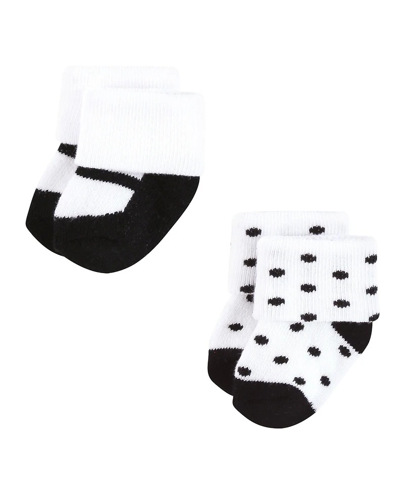 Hudson Baby Girls Cotton Rich Newborn and Terry Socks 8-Pack