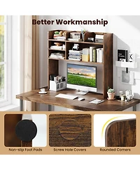 Gymax 3 Tier Desktop Bookshelf with 6 Shelves Desk Organizer for Computer