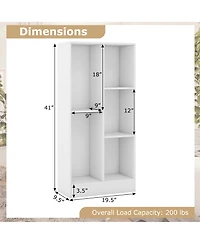 Gymax 5 Cube Bookshelf 41 Inch Floor Bookcase with 2 Anti Tipping Kits Freestanding Storage