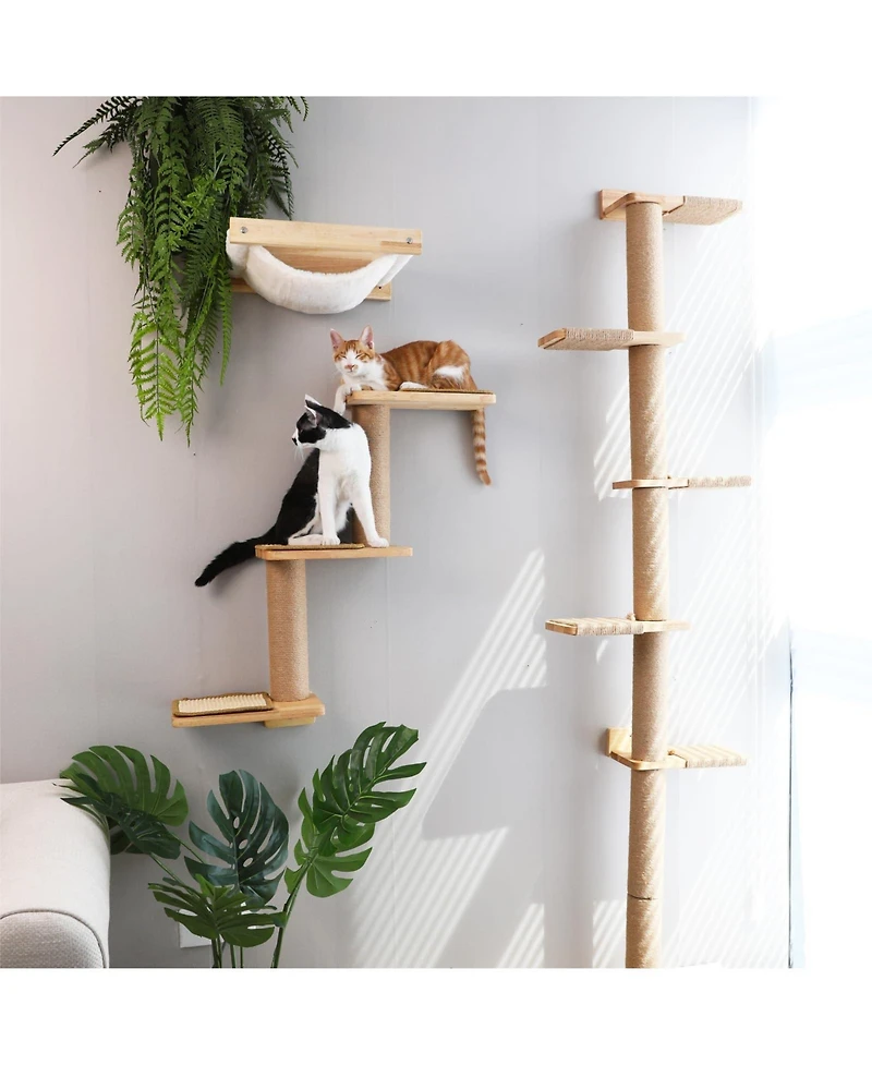 Aronkl 3 in 1 Transformable Cat Wall Shelves Perch Scratcher Climb Play Nap Stable Material
