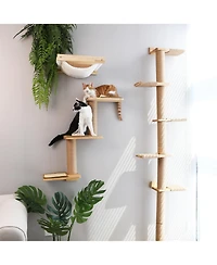 Aronkl 3 in 1 Transformable Cat Wall Shelves Perch Scratcher Climb Play Nap Stable Material