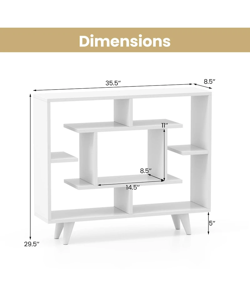 Gymax Bookshelf Geometric Bookcase with Anti Tipping Kit Storage Shelving Unit