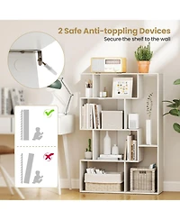Gymax 2 Pieces 47 Inch Open-back Geometric Bookshelf Free Standing Storage Shelf Unit