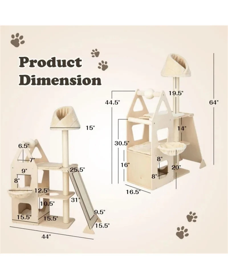 Zeus & Ruta Multi Level Cat Tree with Sisal Scratching Post for Indoor Cats