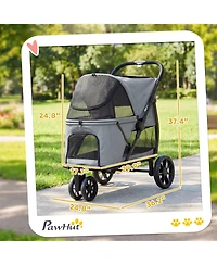 Zeus & Ruta 3 Wheel Cat Stroller with Easy One-Click Fold, Mesh Window, Washable Pad