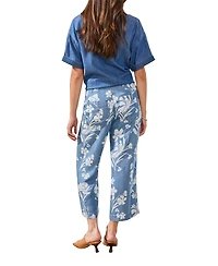 Tribal Women's Printed Wide-Leg Crop Pants
