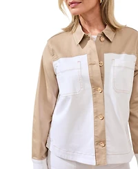 Tribal Women's Comfort Stretch Color Block Denim Jacket