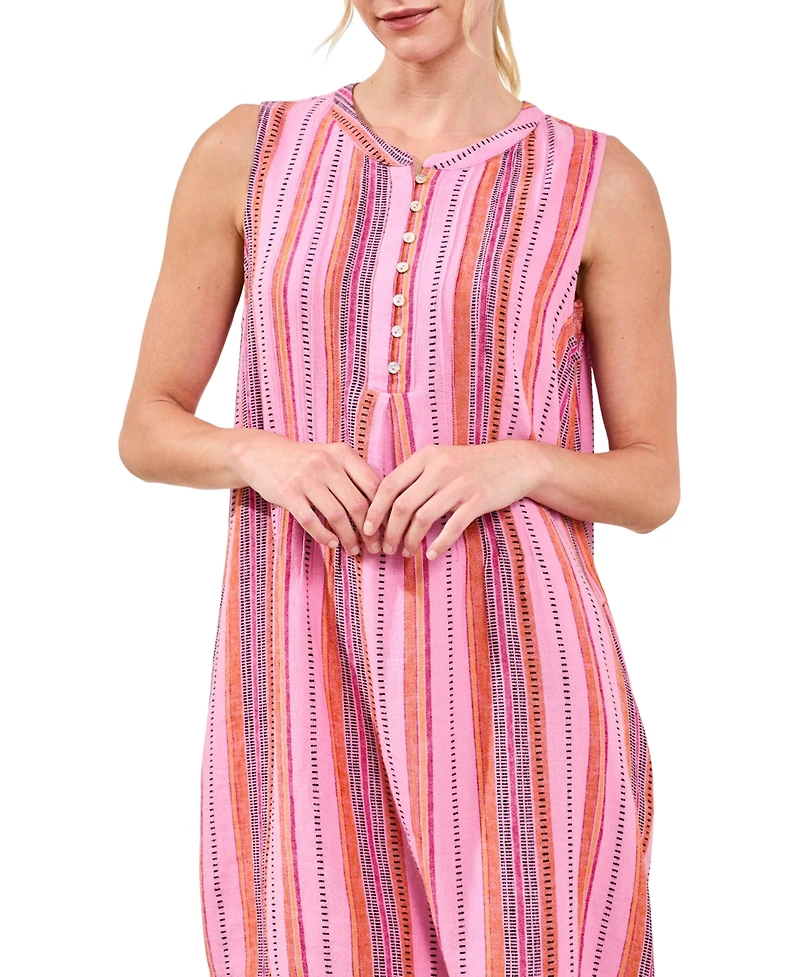 Tribal Women's Yarn-Dye Sleeveless Dress with Pintuck Detail
