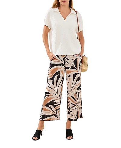 Tribal Women's Fuzzy Textured Johnny Collar Top