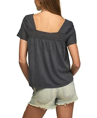 Lucky Brand Women's Square Neck Lace Trim Swing Top