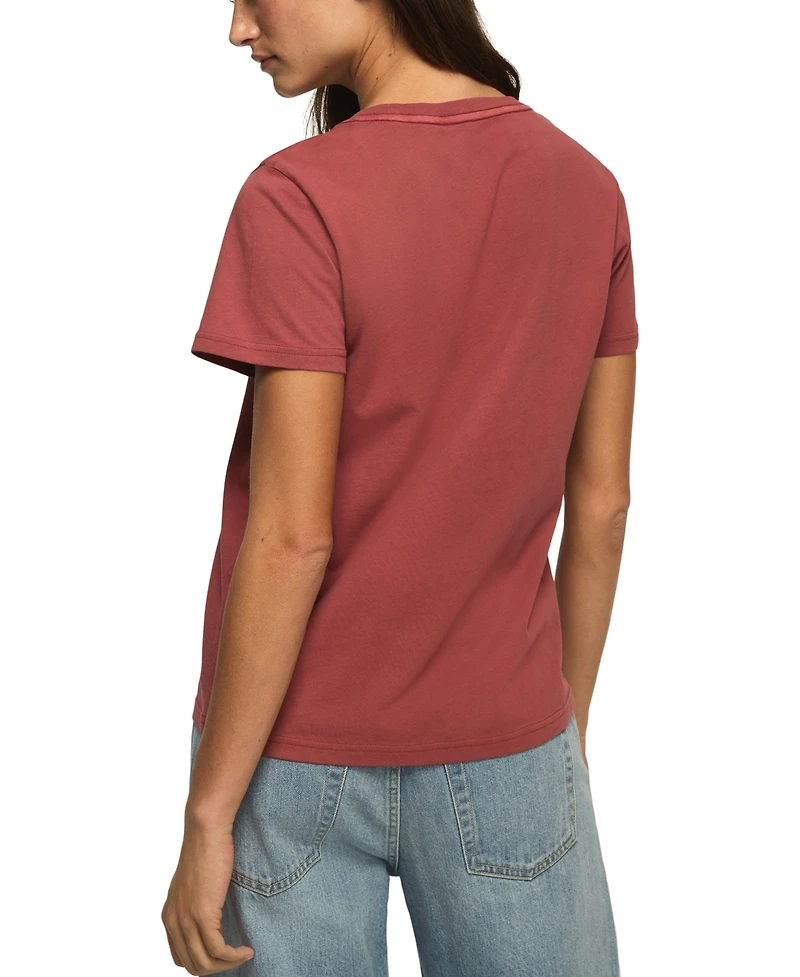 Lucky Brand Women's Rolling Stones Tongue Motif Crewneck T-Shirt
