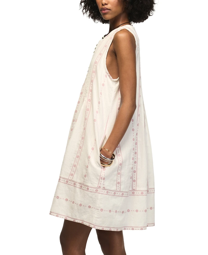 Lucky Brand Women's Pintuck Sleeveless Mini Dress