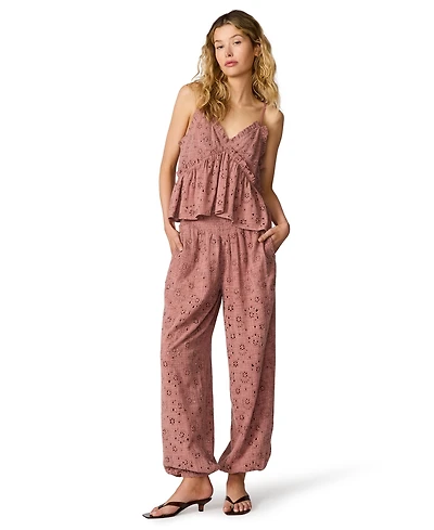 Steve Madden Women's Tillie Eyelet Pull-On Ankle Pants
