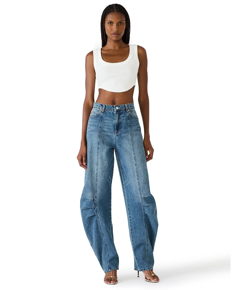 Steve Madden Women's Austin Loose Barrel Ankle Jeans