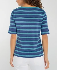 Liverpool Los Angeles Petite Short-Sleeve Boat Neck T-Shirt