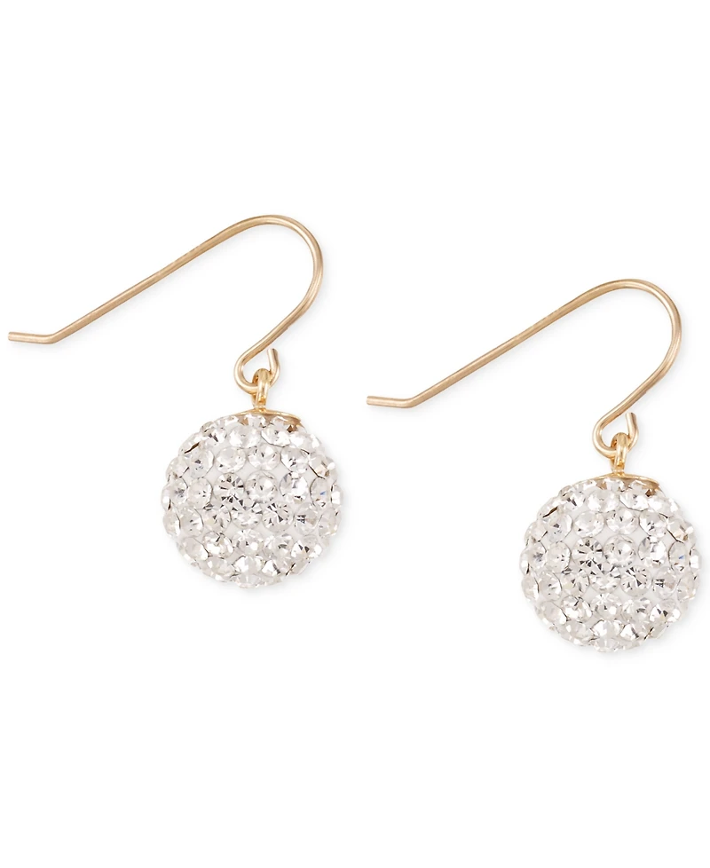 Crystal Pave Ball Drop Earrings in 10k Gold