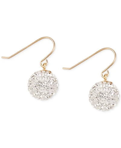 Crystal Pave Ball Drop Earrings in 10k Gold
