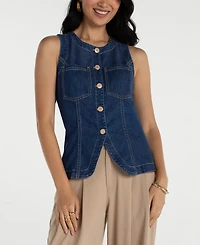 Liverpool Los Angeles Petite Crewneck Button-Down Vest