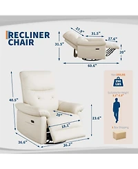 gaomon Power Recliner Chair, Usb Charging Port, Pu Leather Upholstered Fabric and Button Tufted Backrest
