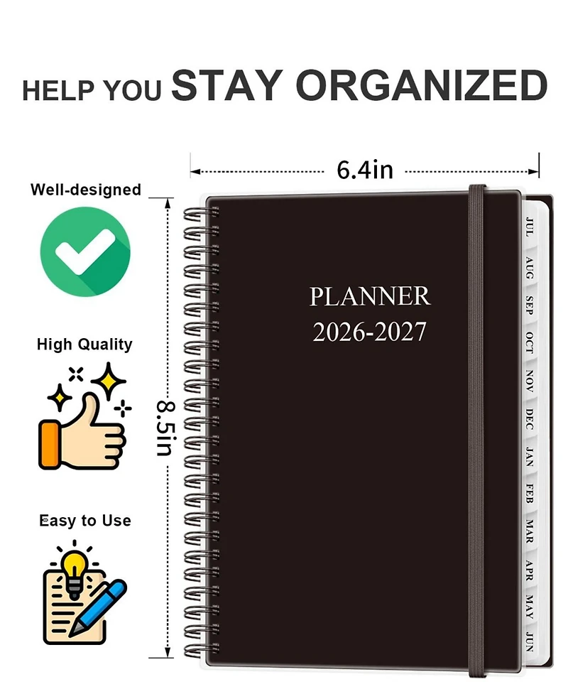 Gnuadz Academic Planner 2026-2027 Weekly Monthly July June Agenda Pocket Elastic