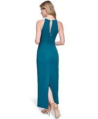 Eliza J Petite Halter Neck Side Tuck Gown