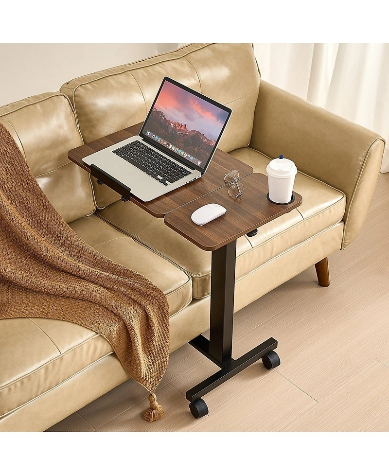 Gouun Overbed Table with Hydraulic Height Adjustment and Tilt Desktop