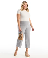 Rafaella Plus Striped Patch Pocket Wide Leg Pant